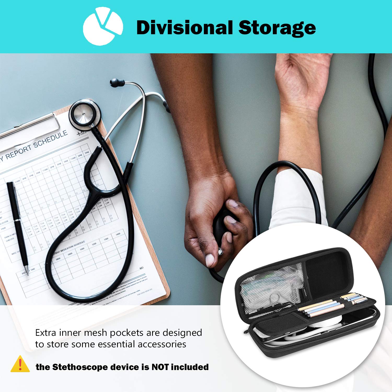 ProCase Stethoscope Case for Littmann Cassic/Omron/ADC/Dixie EMS Stethoscope, Doctor Nurse Ambulance Bag Pouch, Medical Students Accessories -Black