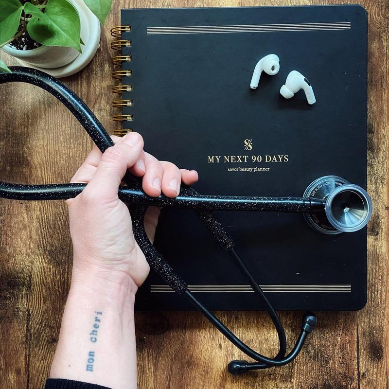 ProCardial® Titanium Adult Cardiology Stethoscope - Black Glitter/BlackOut + Case