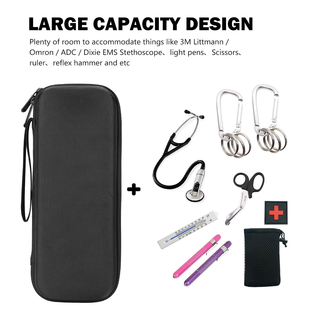 ProCase Stethoscope Case for Littmann Cassic/Omron/ADC/Dixie EMS Stethoscope, Doctor Nurse Ambulance Bag Pouch, Medical Students Accessories -Black