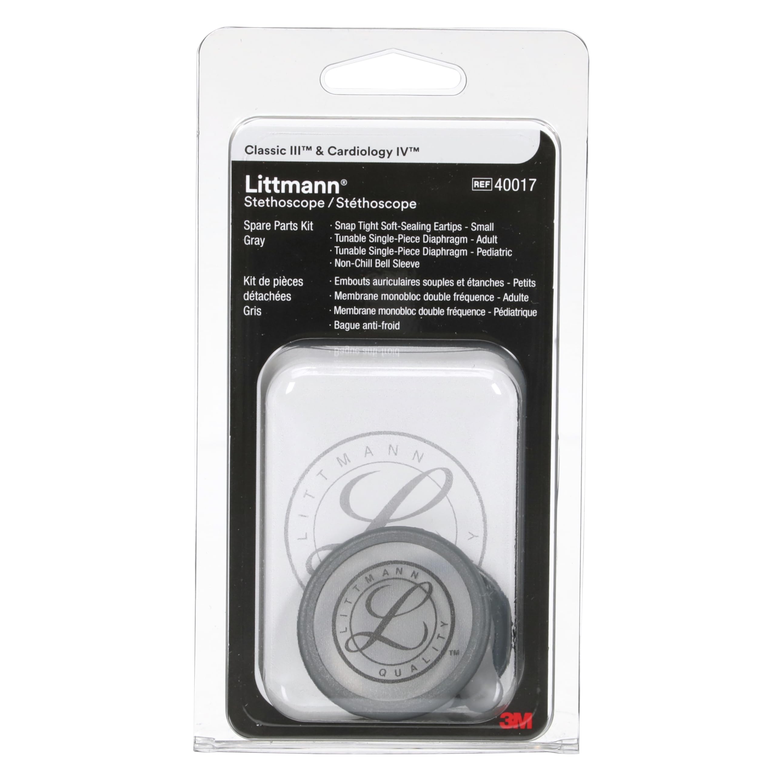 3M Littmann Stethoscope Spare Parts Kit, Classic III, Cardiology IV and CORE, Grey, 40017