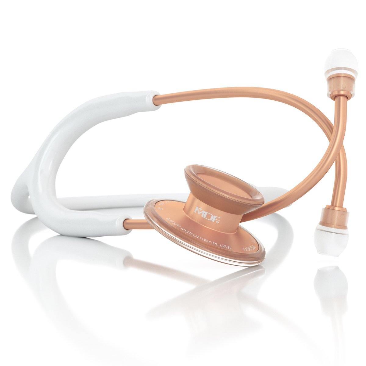 Acoustica® Stethoscope - White/Rose Gold