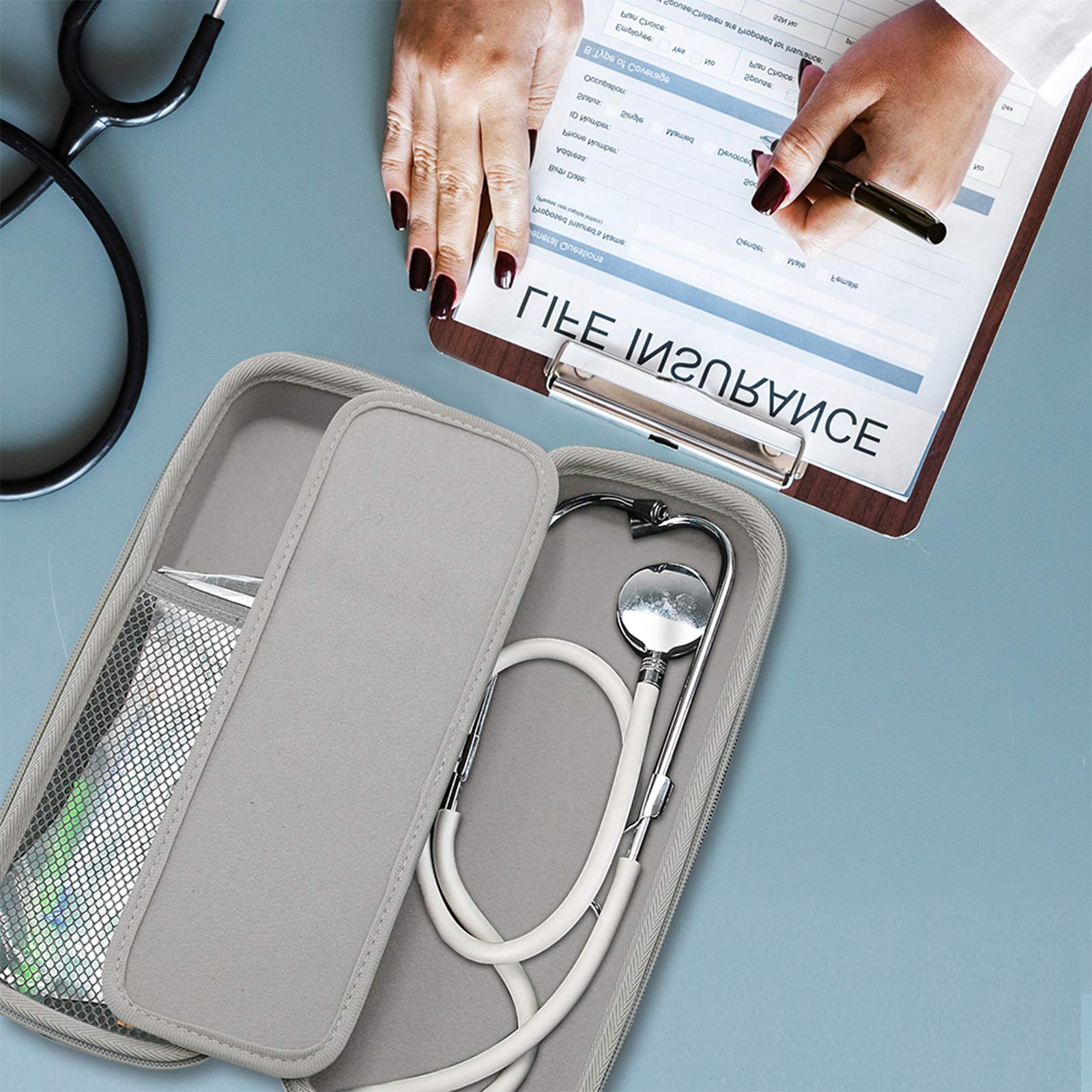 ProCase Stethoscope Case for Littmann Cassic/Omron/ADC/Dixie EMS Stethoscope, Doctor Nurse Ambulance Bag Pouch, Medical Students Accessories-Grey