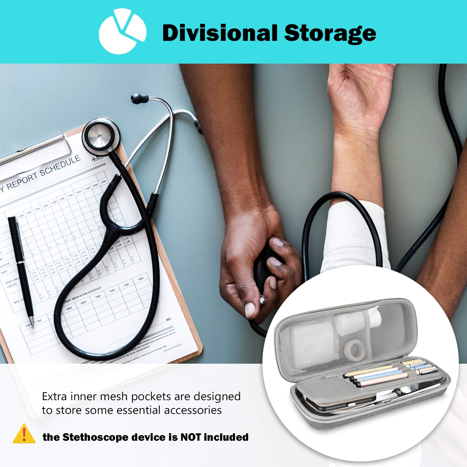 ProCase Stethoscope Case for Littmann Cassic/Omron/ADC/Dixie EMS Stethoscope, Doctor Nurse Ambulance Bag Pouch, Medical Students Accessories-Grey