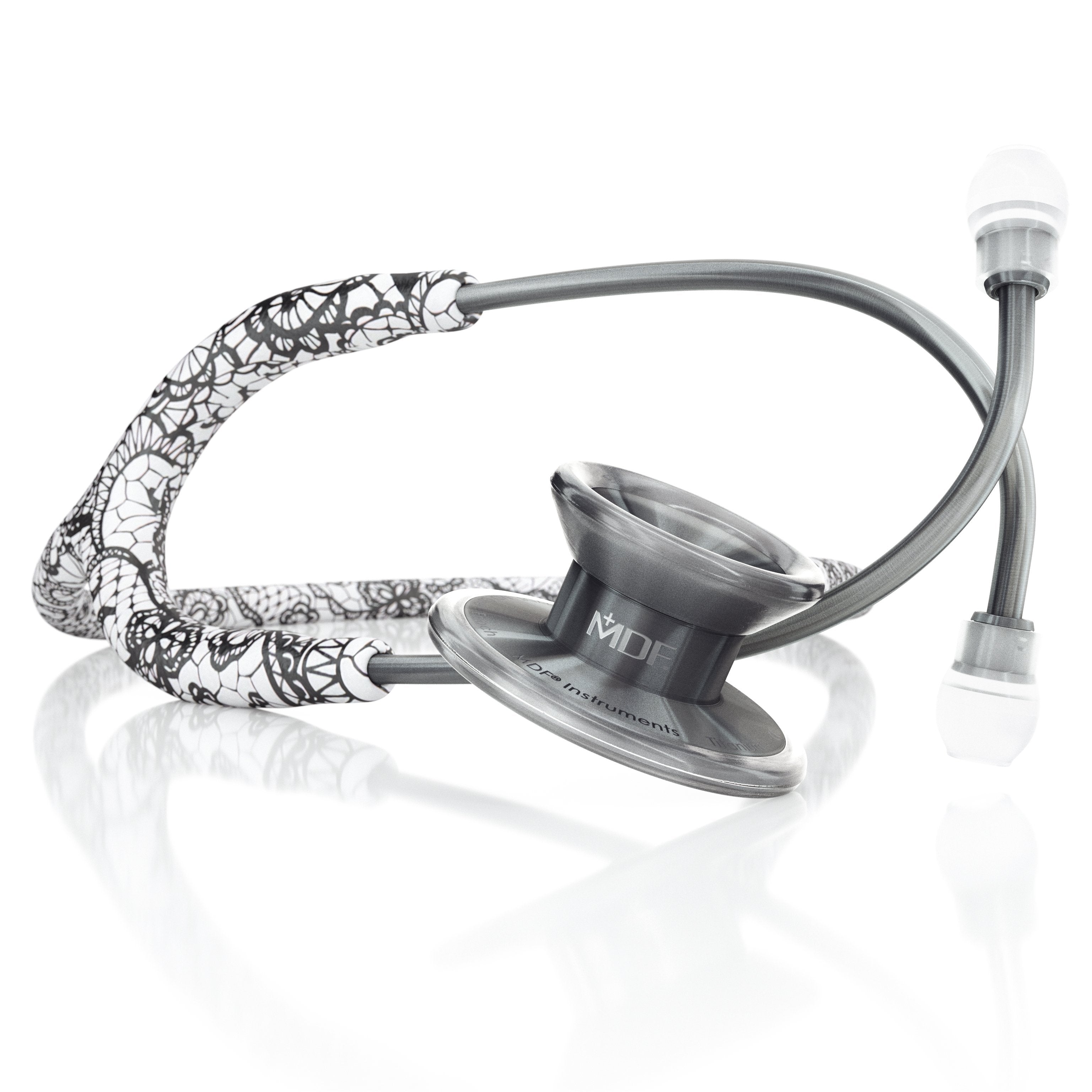 MD One® Epoch® Titanium Adult Stethoscope - Moulin Blanc/Metalika + Travel Case