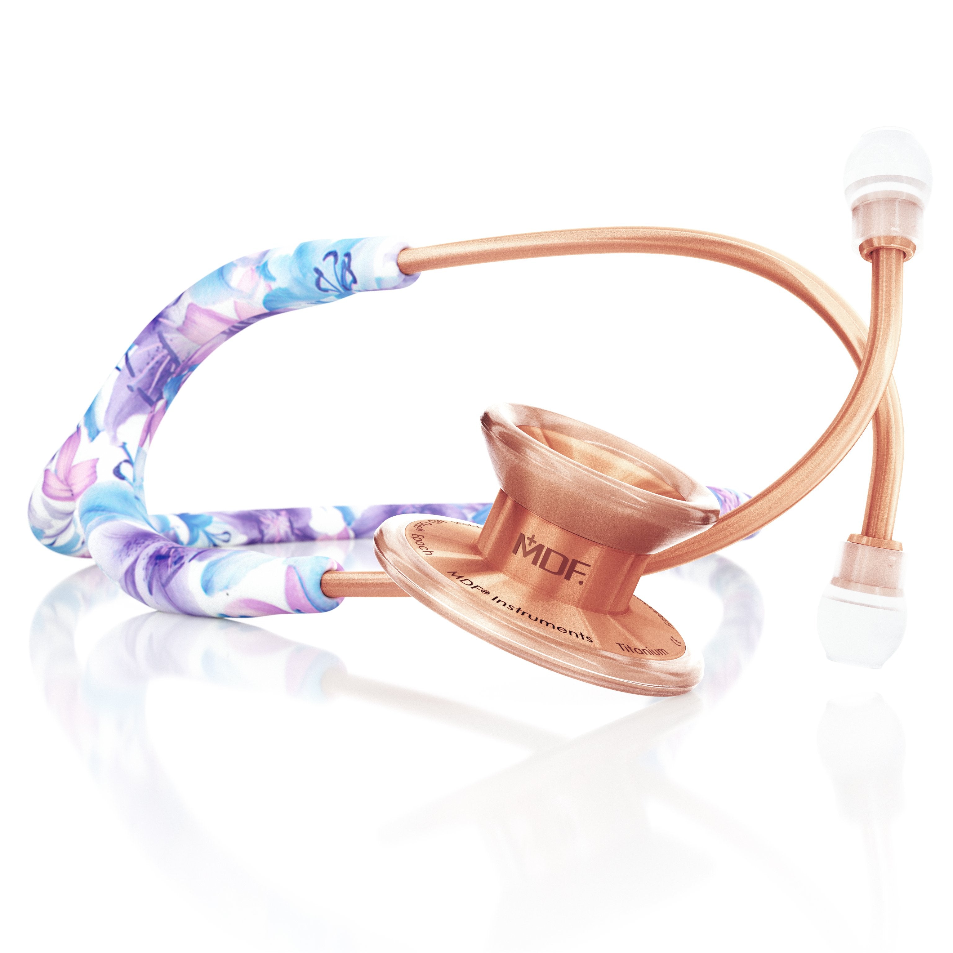 MD One® Epoch® Titanium Adult Stethoscope - Monet/Rose Gold + Travel Case