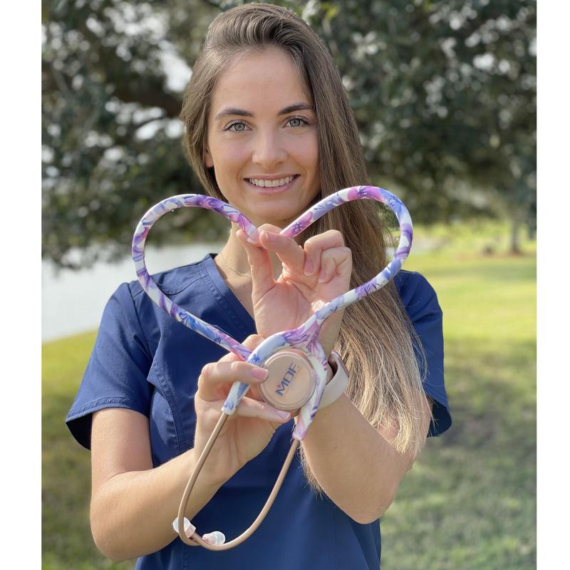 MD One® Epoch® Titanium Adult Stethoscope - Monet/Rose Gold + Travel Case