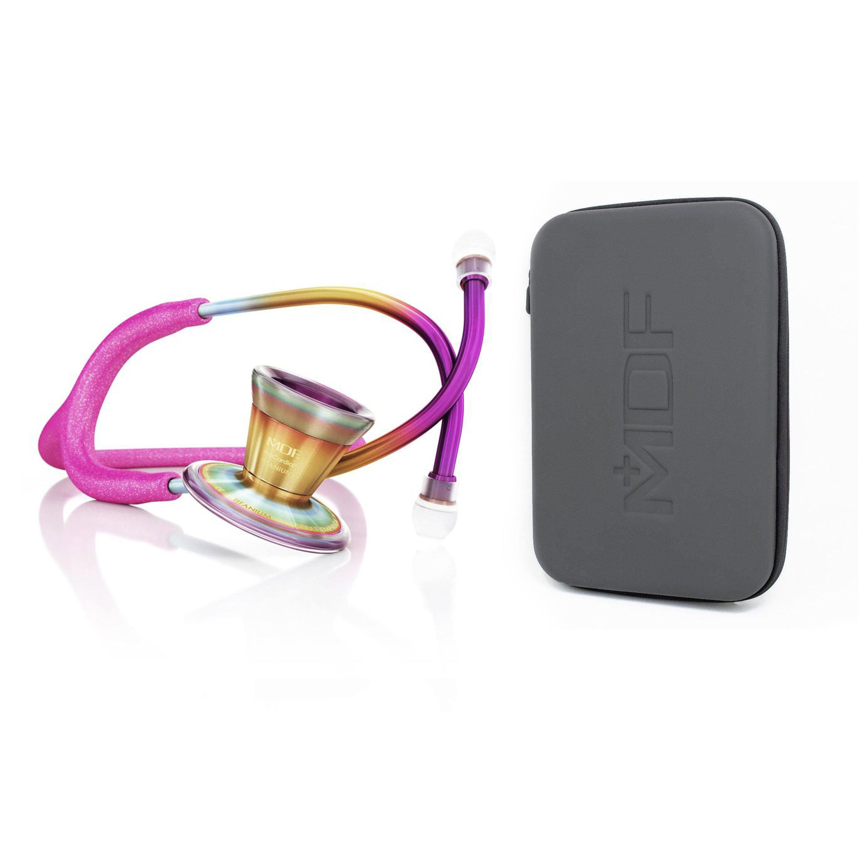 ProCardial® Titanium Adult Cardiology Stethoscope - Pink Glitter/Rose Gold + Case