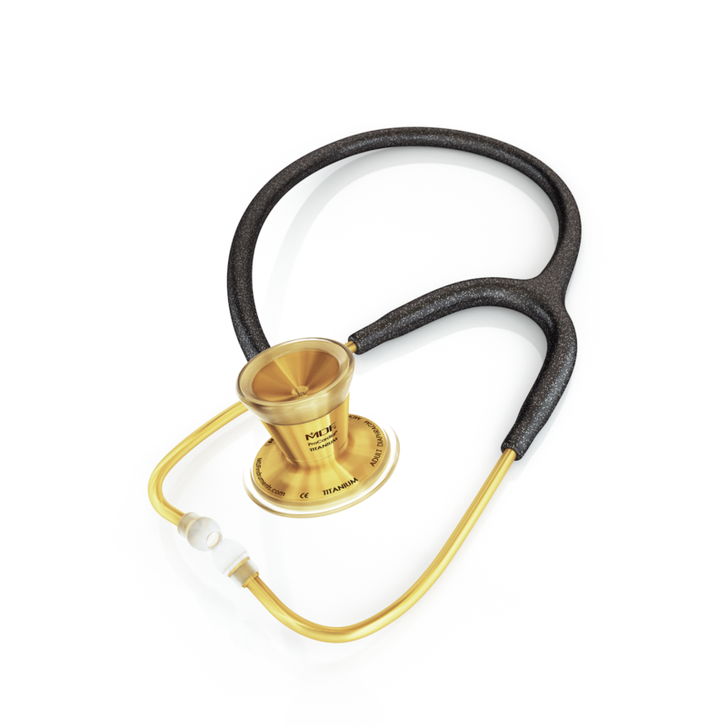 ProCardial® Titanium Adult Cardiology Stethoscope - Black Glitter/Gold + Case