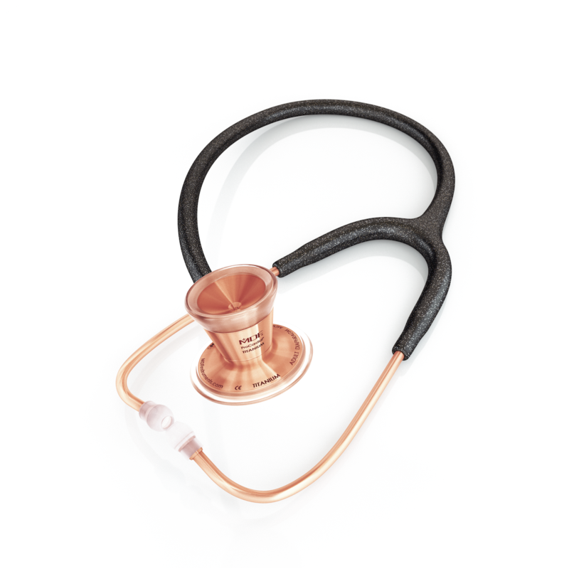 ProCardial® Titanium Adult Cardiology Stethoscope - Black Glitter/Rose Gold + Case