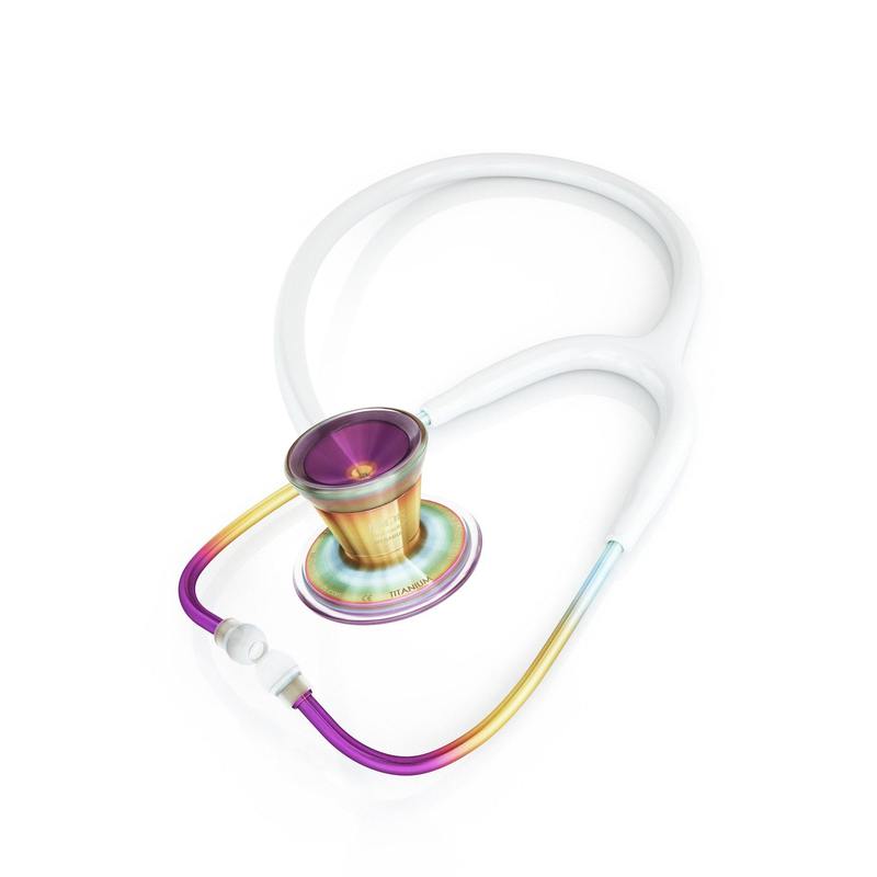 ProCardial® Titanium Adult Cardiology Stethoscope - White/Kaleidoscope + Case