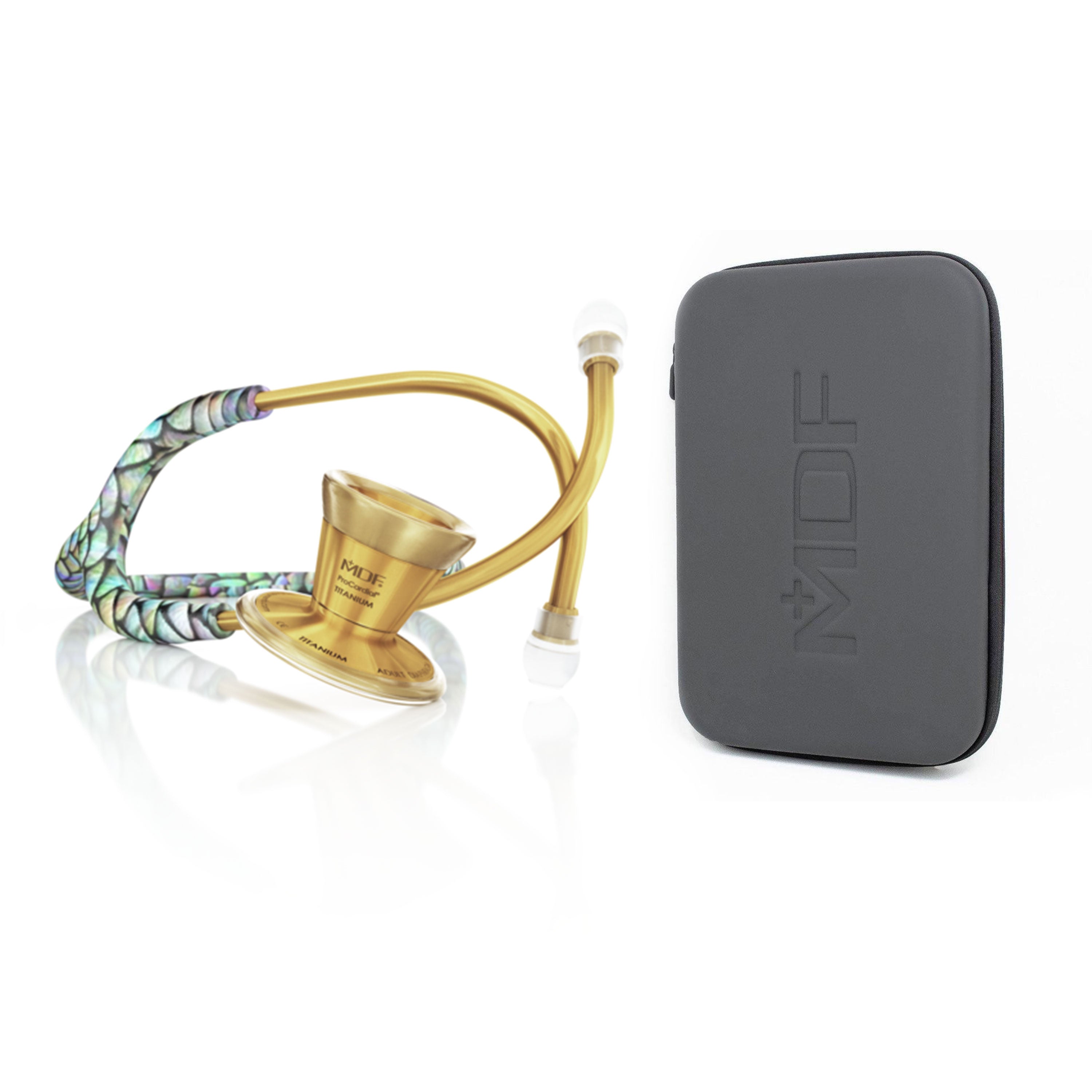 ProCardial® Titanium Adult Cardiology Stethoscope - Mermaid/Gold + Case