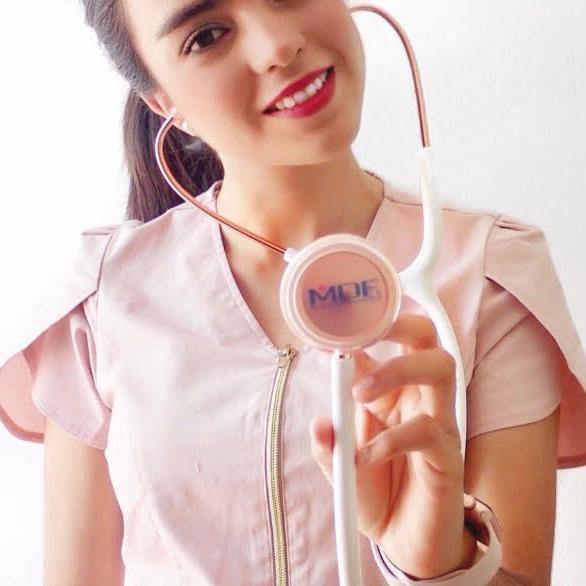 Acoustica® Stethoscope - White/Rose Gold