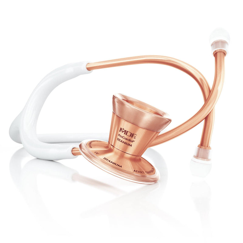 ProCardial® Titanium Adult Cardiology Stethoscope - White/Rose Gold